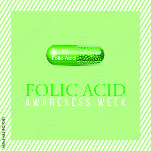Vector illustration on the theme of Folic Acid awareness week in January.