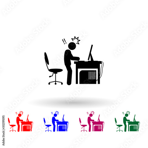 Man stunned multi color icon. Simple glyph, flat vector of gamer icons for ui and ux, website or mobile application