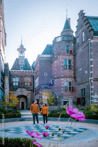 Canvas Print Rijksmuseum garden Amsterdam on a sunny morning during autumn,