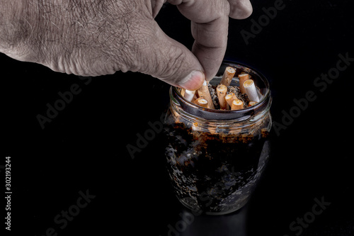 makeshift ashtray for secret smoking. photo