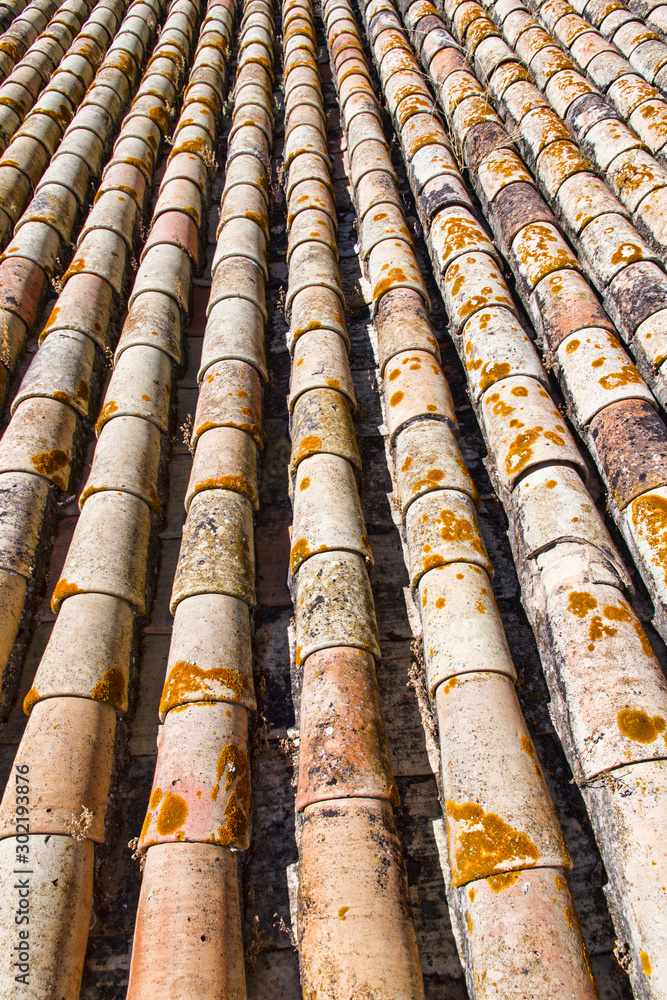 Old tile roof with red tiles Old tile roof with red tiles
