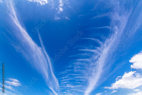 White clouds flowing and blue sky