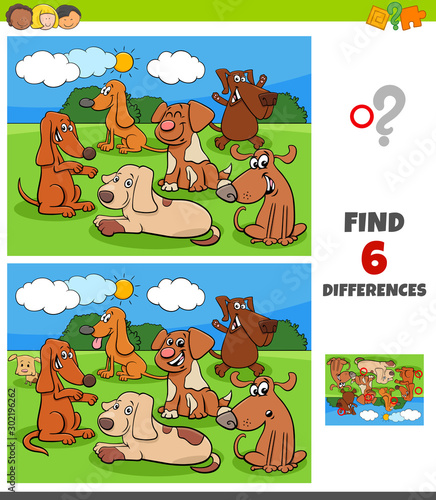 differences game with dogs and puppies characters