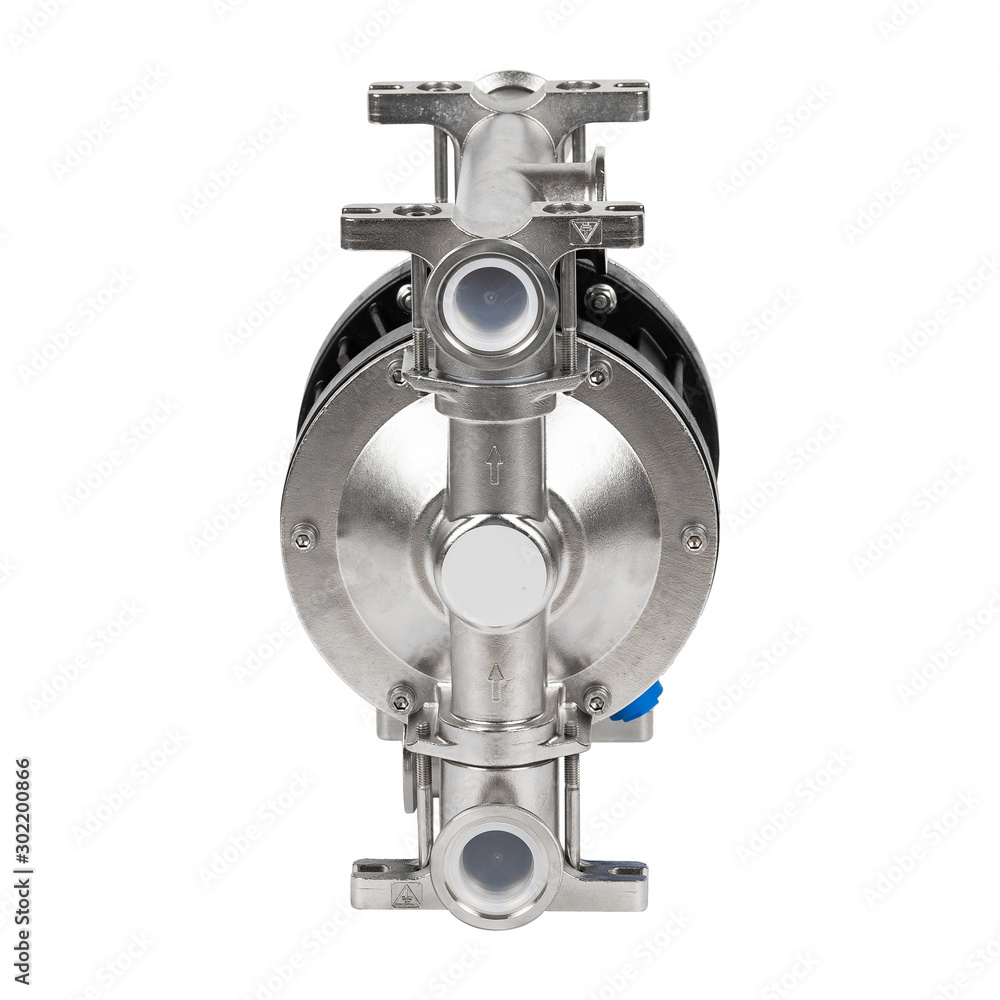 Metal industrial air driven double diaphragm pneumatic pump isolated on wite. Metal industrial air driven double diaphragm pneumatic pump isolated on wite.