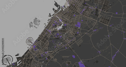 Detailed map of Dubai, UAE
