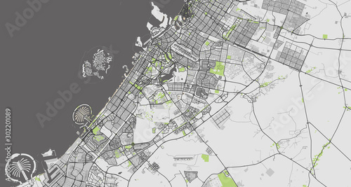 Detailed map of Dubai, UAE