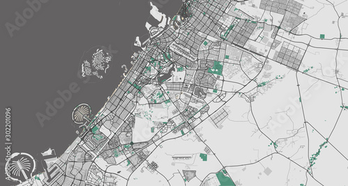 Detailed map of Dubai, UAE