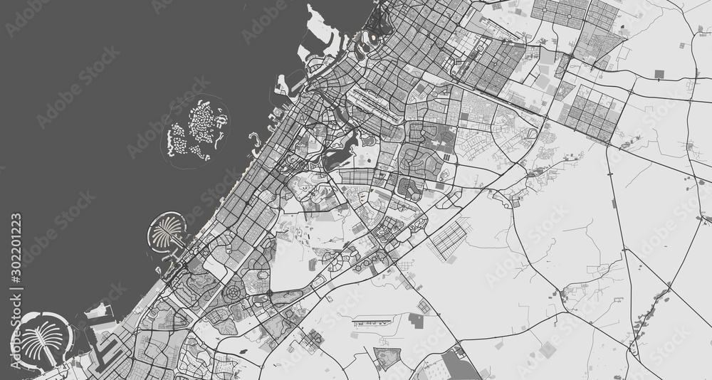 Fototapeta premium Detailed map of Dubai, UAE