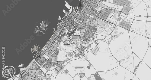 Detailed map of Dubai, UAE