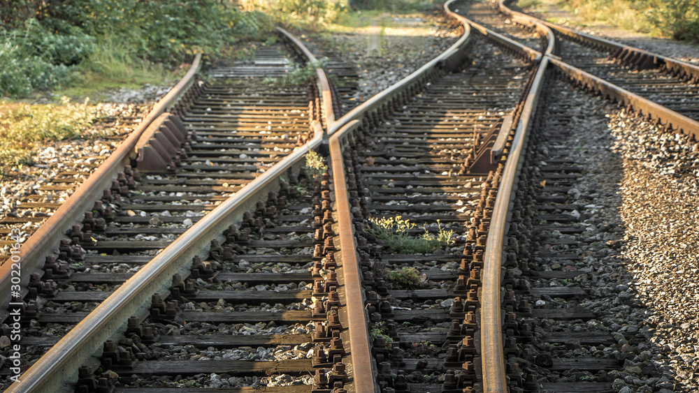 Fototapeta premium Die Schienen geben die Richtung an