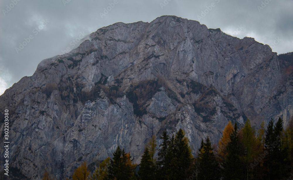 View of mountains in autumn.