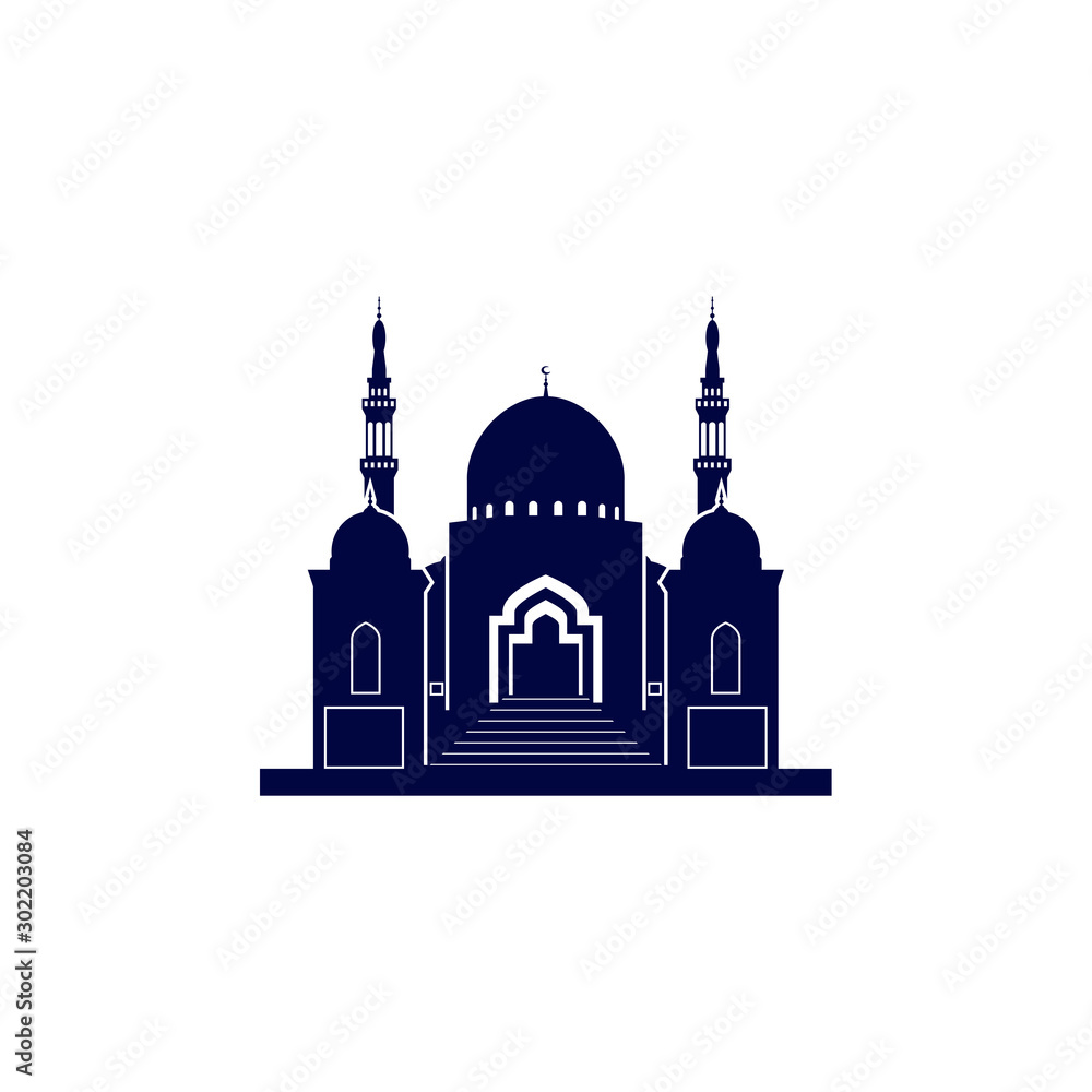 Mosque Logo Design Vector Template. Mosque Icon Symbol. Abstract Illustration