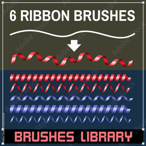 Serpentine Ribbon Brushes for Adobe Illustrator, EPS10 version
