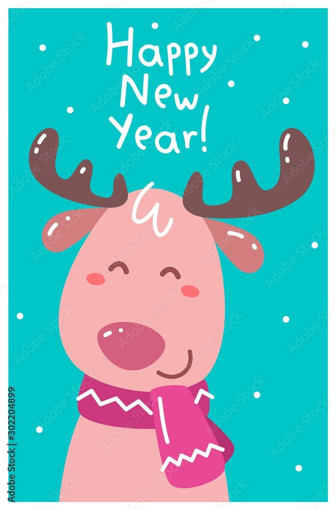 Vector illustration on green background with text happy new year