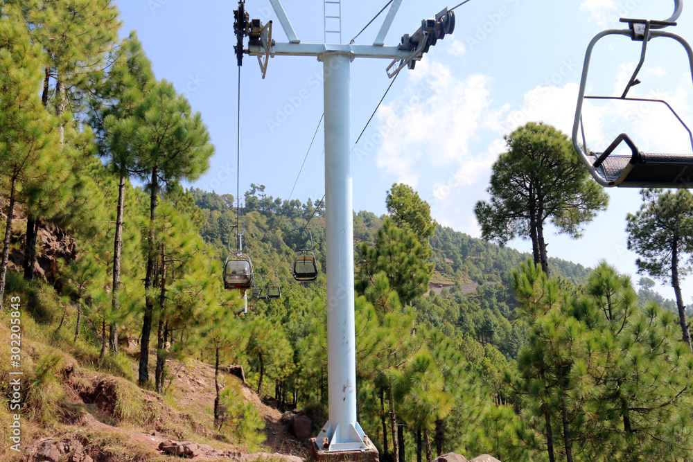 Lush Green Pine Trees Forest Landscape and Patriata Chairlift, New Murree, Punjab, Pakistan Lush Green Pine Trees Forest Landscape and Patriata Chairlift, New Murree, Punjab, Pakistan