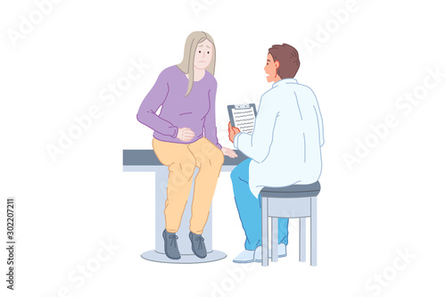 Doctor work, patient examination, medical practice, therapy concept