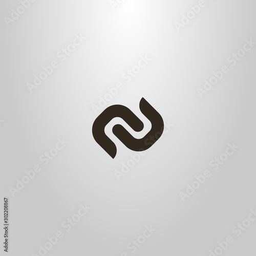 black and white simple abstract vector flat art sign of two connected links