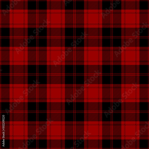 Red and black tartan plaid. Scottish textile pattern.
