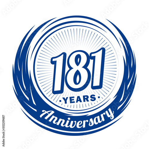 One hundred and eighty-one years anniversary celebration logotype. 181st anniversary logo. Vector and illustration.