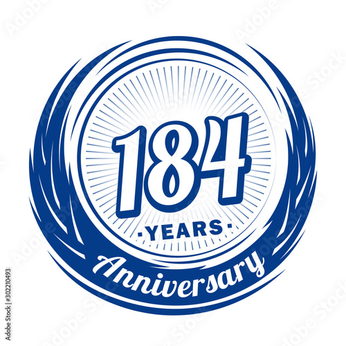 One hundred and eighty-four years anniversary celebration logotype. 184th anniversary logo. Vector and illustration. photo