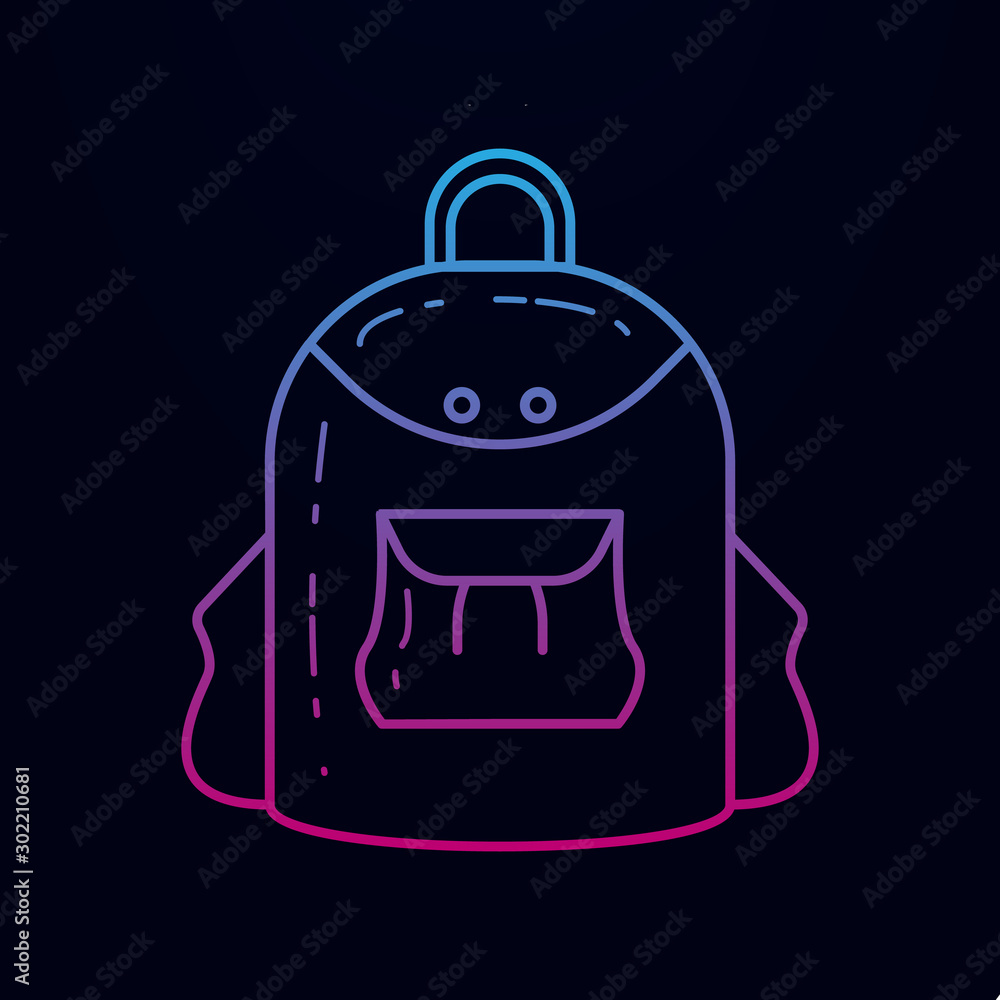 Backpack for camping nolan icon. Simple thin line, outline vector of camping icons for ui and ux, website or mobile application Backpack for camping nolan icon. Simple thin line, outline vector of camping icons for ui and ux, website or mobile application