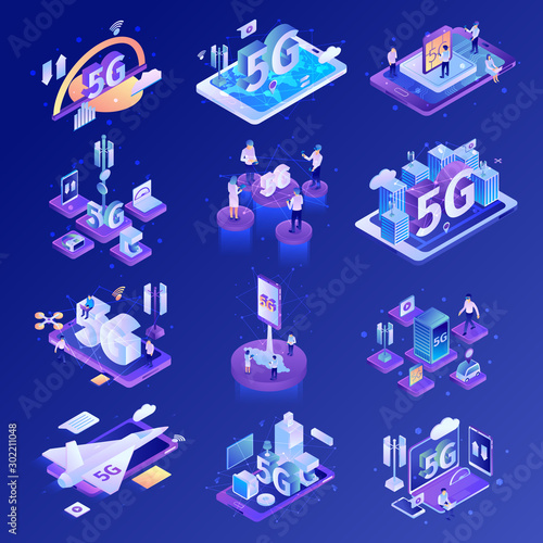 5G Technology Icon Set