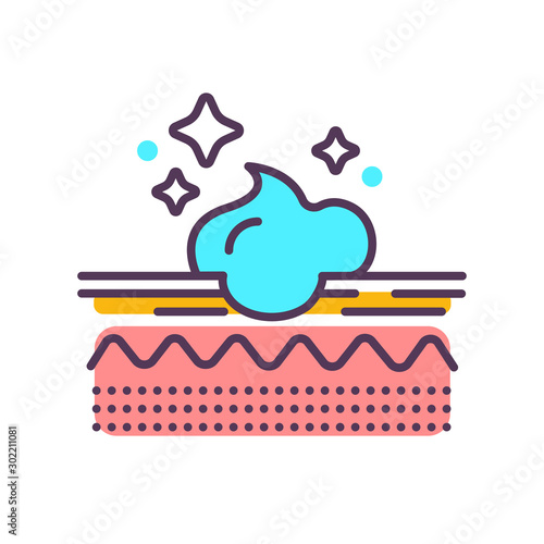 Moisturizing the skin layer line color icon. Skin care. Sign for web page, mobile app, button, logo. Vector isolated element. Editable stroke.