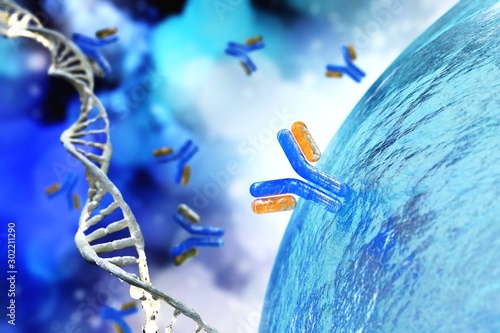 Papier peint antibodies, immunoglobulins, the immune system, 3D rendering