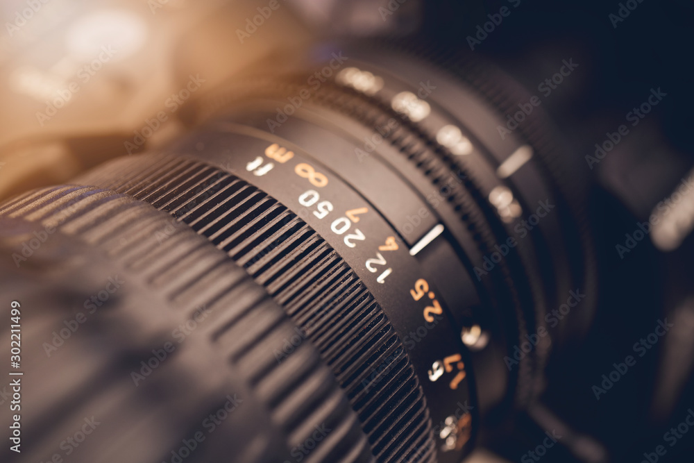 Close-up of a Television Camera Lens. Close-up of a Television Camera Lens.