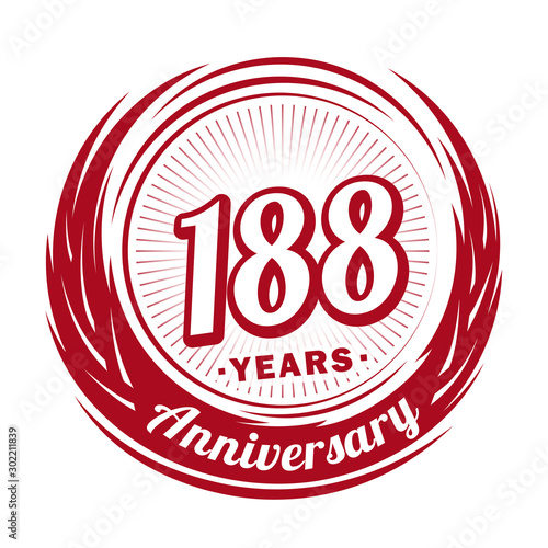 One hundred and eighty-eight years anniversary celebration logotype. 188th anniversary logo. Vector and illustration. photo