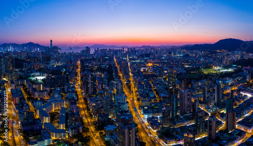  Top view of Hong Kong at night