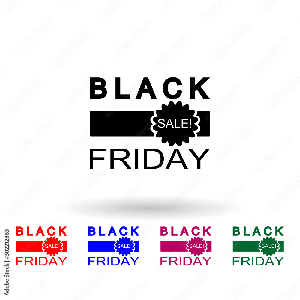 Black friday sale multi color icon. Simple glyph, flat vector of black friday icons for ui and ux, website or mobile application