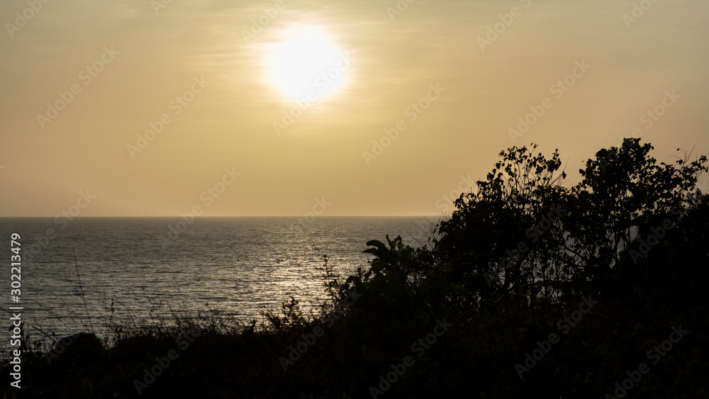 Sunset at Goa coast. Goa, India