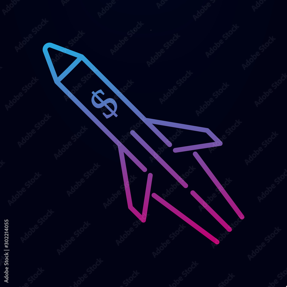 Rocket dollar nolan icon. Simple thin line, outline vector of trade wars icons for ui and ux, website or mobile application Rocket dollar nolan icon. Simple thin line, outline vector of trade wars icons for ui and ux, website or mobile application