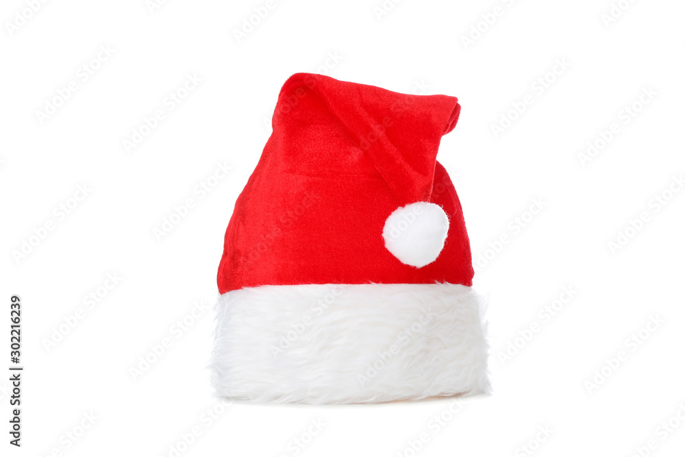 Red Santa Claus hat isolated on white background Red Santa Claus hat isolated on white background