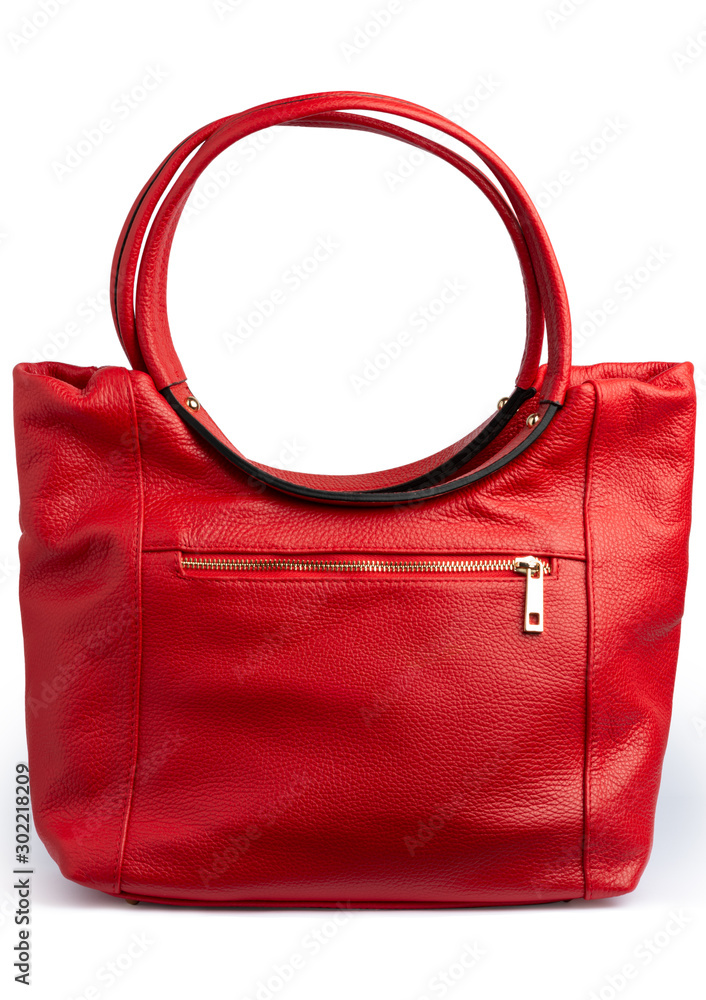 borsa in pelle rossa frontale Stock Photo | Adobe Stock