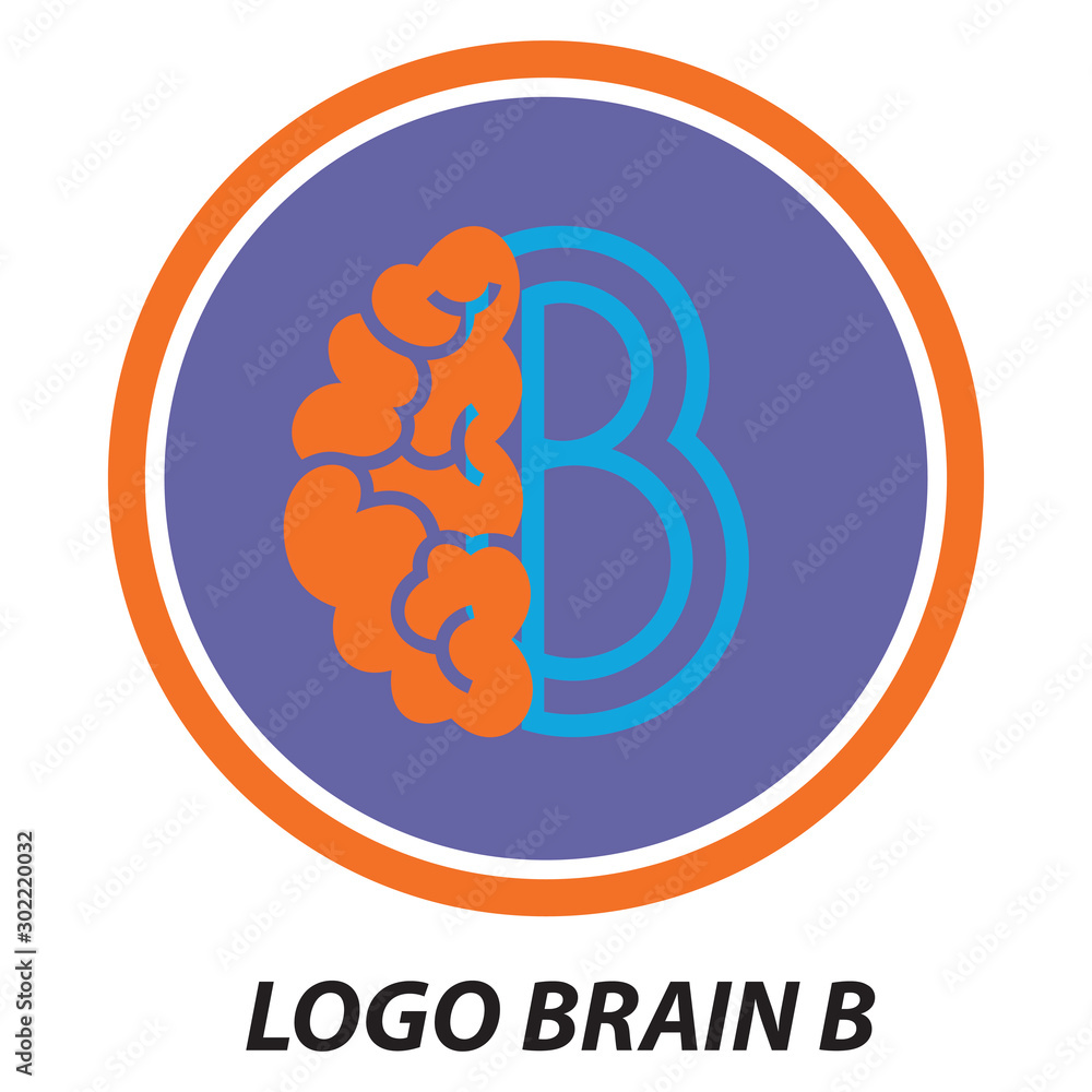 Logo Brain With Background Blue