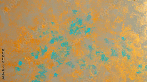 wall and floor gold yellow Turquoise and paint texture background