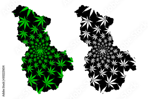 Sejong (South Korea, Republic of Korea, ROK, Special cities) map is designed cannabis leaf green and black, Sejong Special Autonomous City map made of marijuana (marihuana,THC) foliage.... photo