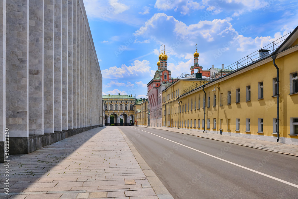 Palace street inside in Moscow Kremlin - Dvortsovaya. Palace Funny (Poteshniy) and congresses - Moscow, Russia, June 2019