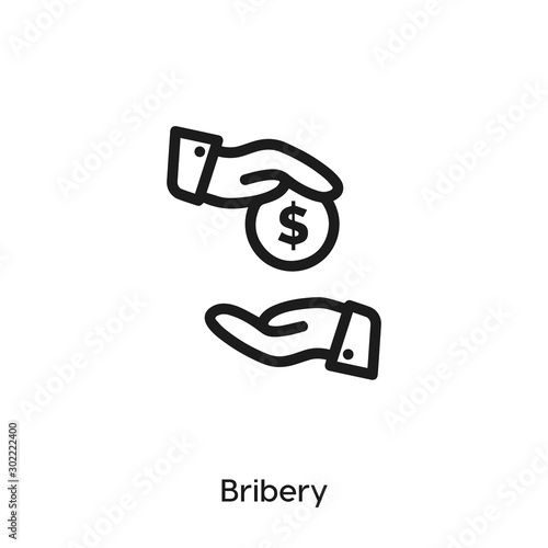 Bribery icon.  Bribe vector symbol. Linear style sign for mobile concept and web design. Bribery symbol illustration. Pixel vector graphics - Vector	