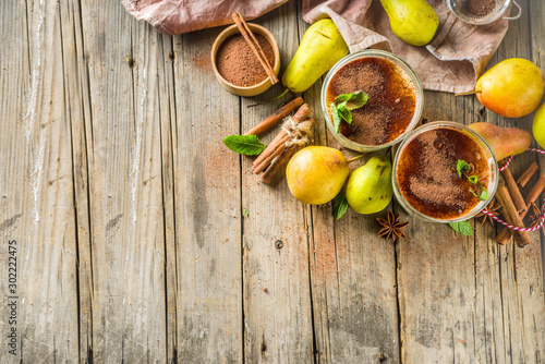 Pear smoothie with chocolate and spices