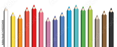 Colorful spectrum of pencils. Sharpened crayons set. Vector illustration