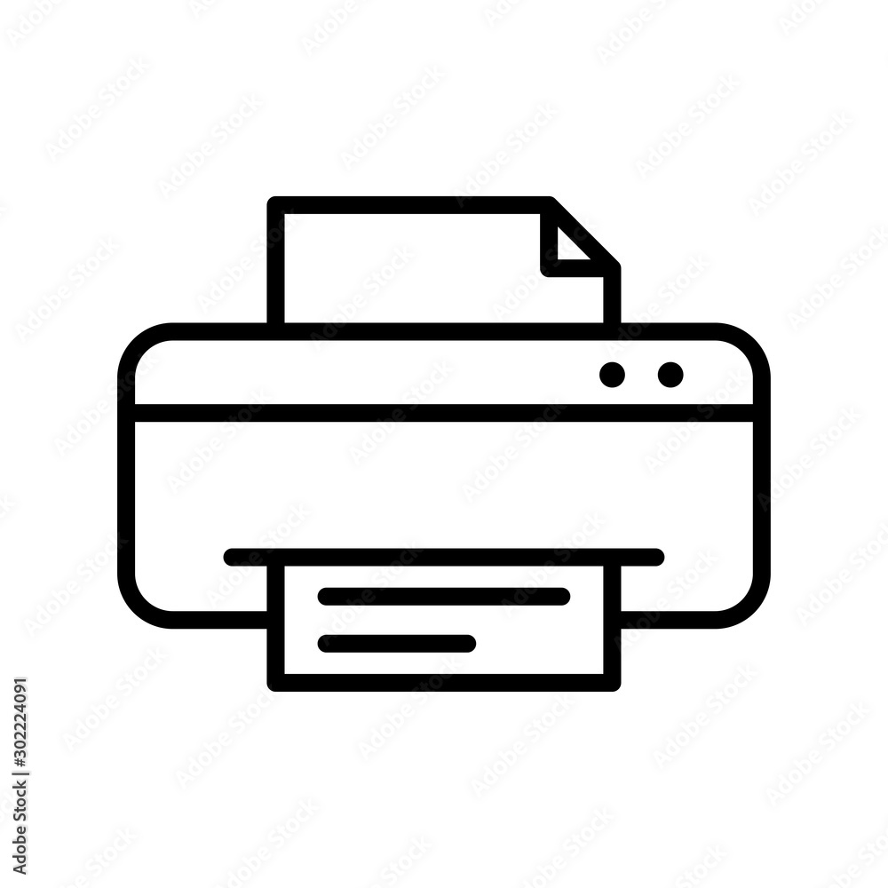 Printer icon line vector design template on white background Printer icon line vector design template on white background