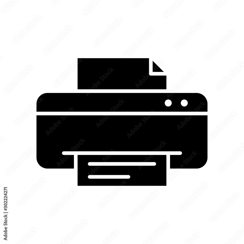 Printer icon line vector design template on white background Printer icon line vector design template on white background