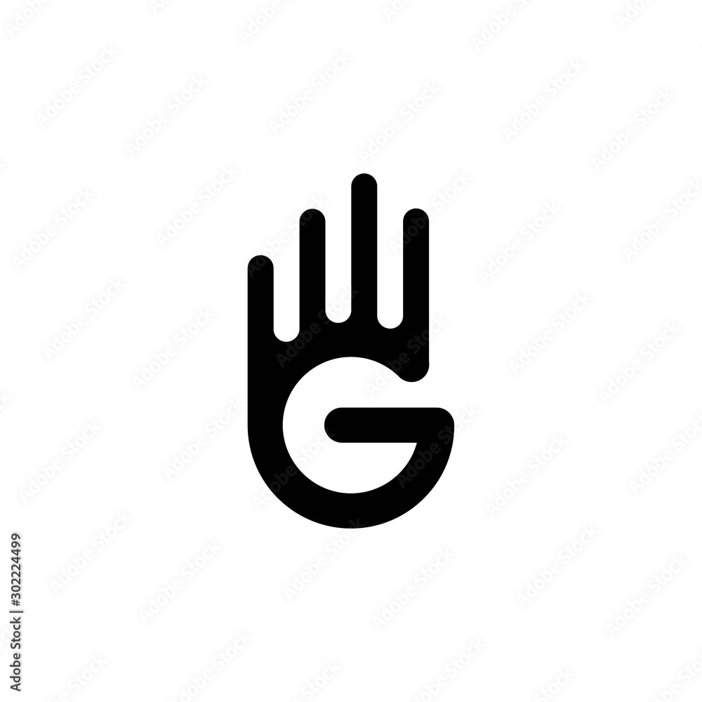 Letter G with hand shape logo design.G 4 icon vector template Letter G with hand shape logo design.G 4 icon vector template