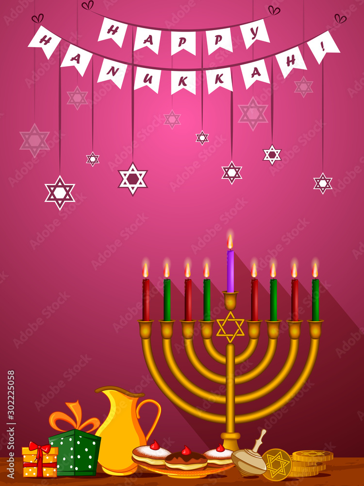 easy to edit vector illustration of Happy Hanukkah for Israel Festival of Lights celebration easy to edit vector illustration of Happy Hanukkah for Israel Festival of Lights celebration