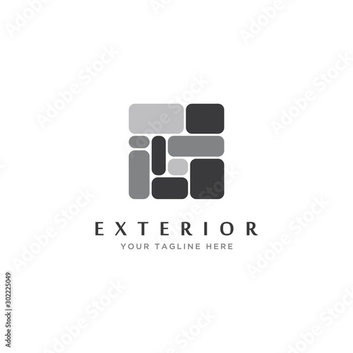 Square stone symbol logo design vector template