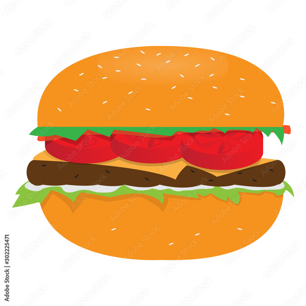 Isolated burger image. Fast food - Vector llustration Isolated burger image. Fast food - Vector llustration
