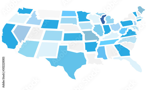 United States map, fragmented states. Vector illustration 